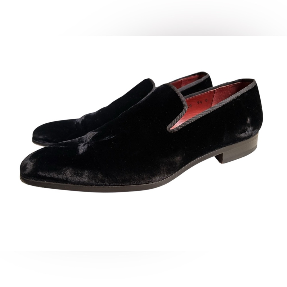 Magnanni Black Velvet Slip-On Smoking Shoes Loafers SZ 9.5